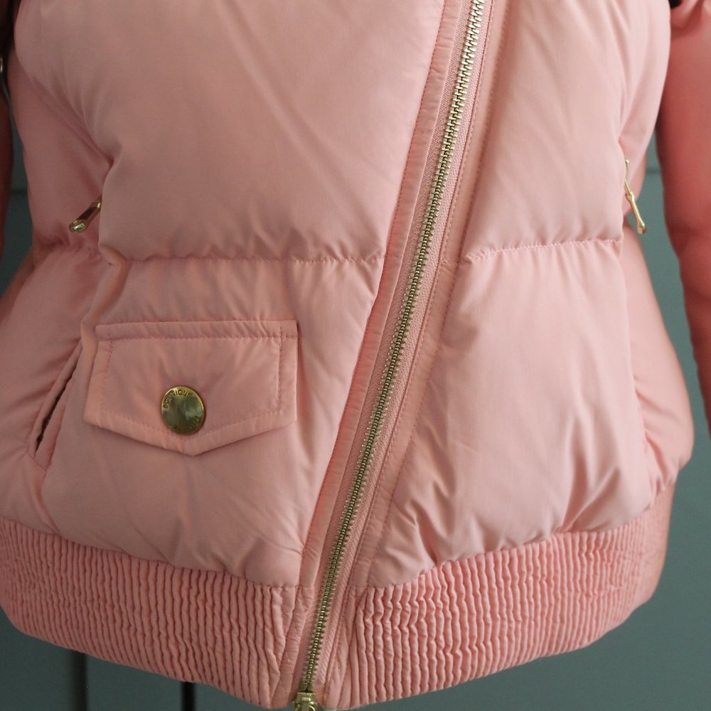 REDUCED MOSCHINO Boutique Pink Biker Puffer Jacket Asymmetrical Size M US 6 NEW - Picture 3 of 10